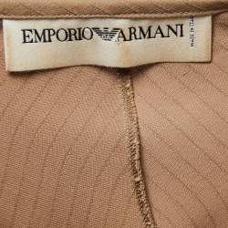 Pre Owned Emporio Armani Brown Buckle Detail Linen Blend Sleeveless Top M