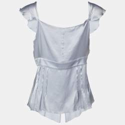 Pre Owned Emporio Armani Grey Silk Satin Tank Top M