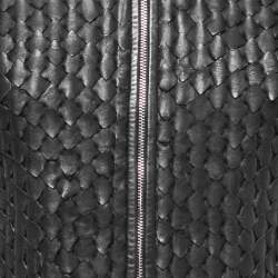 Pre Owned Emporio Armani Black Leather Zip Front jacket M