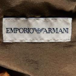 Pre Owned Emporio Armani Brown Leather Zip Front Jacket S