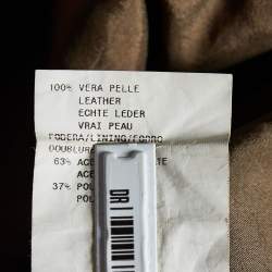 Pre Owned Emporio Armani Brown Leather Zip Front Jacket S