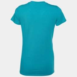 Pre Owned Emporio Armani Green Printed Cotton Knit T-Shirt M