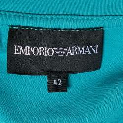 Pre Owned Emporio Armani Green Printed Cotton Knit T-Shirt M
