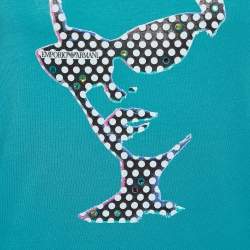 Pre Owned Emporio Armani Green Printed Cotton Knit T-Shirt M