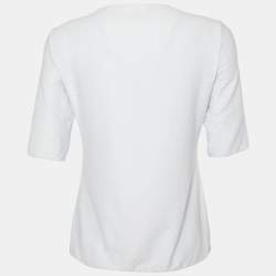 Pre Owned Emporio Armani Light Blue Patterned Jersey Knit Top M