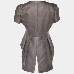 Pre Owned Emporio Armani Copper Brown Cotton Blend Asymmetric Cropped Blazer M