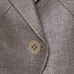 Pre Owned Emporio Armani Copper Brown Cotton Blend Asymmetric Cropped Blazer M