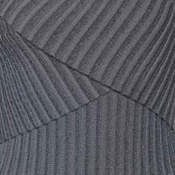 Pre Owned Emporio Armani Charcoal Grey Lurex Knit Crossover Detail Midi Dress S