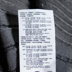 Pre Owned Emporio Armani Charcoal Grey Lurex Knit Crossover Detail Midi Dress S