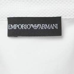 Pre Owned Emporio Armani White/Black Cotton & Crepe Pant Shirt Set M