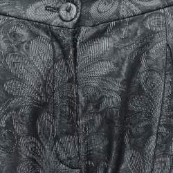 Pre Owned Emporio Armani Black Floral Jersey Knit Skinny Trousers S
