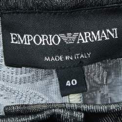 Pre Owned Emporio Armani Black Floral Jersey Knit Skinny Trousers S