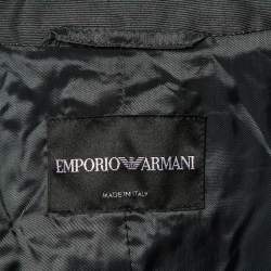 Pre Owned Emporio Armani Purple & Grey Synthetic Wool Detail Zip Front Jacket M