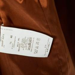 Pre Owned Emporio Armani Brown Leather Chain Detailed Blazer L