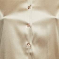 Pre Owned Emporio Armani Beige Satin Button Front Full Sleeve Shirt S