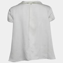 Pre Owned Emporio Armani White Silk-Blend Top S