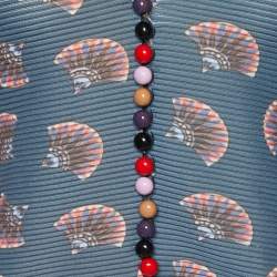 Pre Owned Emporio Armani Slate Blue Printed Rib Jersey Crop Top S