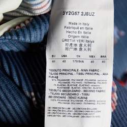 Pre Owned Emporio Armani Slate Blue Printed Rib Jersey Crop Top S