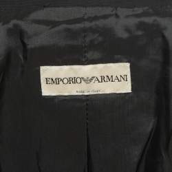 Pre Owned Emporio Armani Black Wool Blend Belted Crop Blazer S