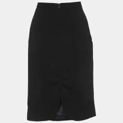 Pre Owned Emporio Armani Black Wool Pencil Skirt M