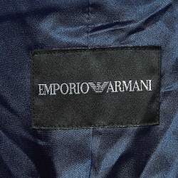 Pre Owned Emporio Armani Blue Crepe Single Breasted Blazer M 