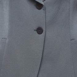 Pre Owned Emporio Armani Grey Crepe Blazer Skirt Suit M/L