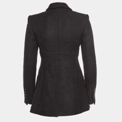 Pre Owned Emporio Armani Black Wool Double Breasted Coat XS