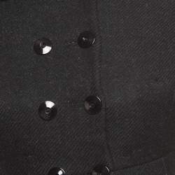 Pre Owned Emporio Armani Black Wool Double Breasted Coat XS