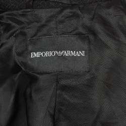 Pre Owned Emporio Armani Black Wool Double Breasted Coat XS