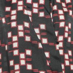 Pre Owned Emporio Armani Black Geometric Print Synthetic Long Sleeve Blouse M