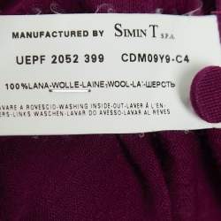 Pre Owned Emporio Armani Burgundy Wool Knit Cut-Out Detail Top S