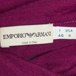 Pre Owned Emporio Armani Burgundy Wool Knit Cut-Out Detail Top S