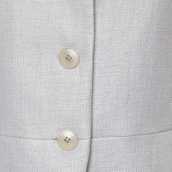 Pre Owned Emporio Armani Grey Nylon Single Breasted Blazer & Skirt Set M