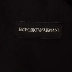 Emporio Armani Black Velvet Trim Crepe Pleated Midi Dress M