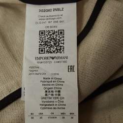 Pre Owned Emporio Armani Cream Contrast Stitch Cotton Blend Single Breasted Blazer S