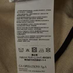 Pre Owned Emporio Armani Cream Contrast Stitch Cotton Blend Single Breasted Blazer S