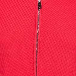 Pre Owned Emporio Armani Red Ottoman Knit Peplum Jacket M