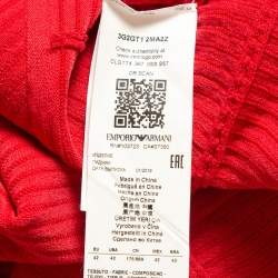 Pre Owned Emporio Armani Red Ottoman Knit Peplum Jacket M