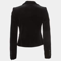 Pre Owned Emporio Armani Black Velvet Single Breasted Blazer S