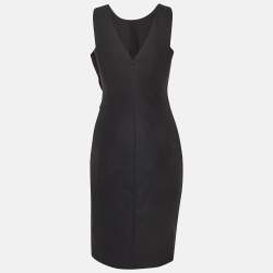 Pre Owned Emporio Armani Black Jersey Ruffled Short Dress M