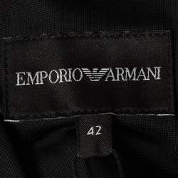 Pre Owned Emporio Armani Black Jersey Ruffled Short Dress M