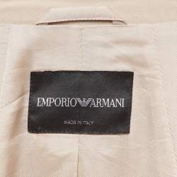Pre Owned Emporio Armani Beige Crepe Single Breasted Coat M