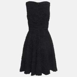 Pre Owned Emporio Armani Black Ruffle Textured Chiffon Mini Dress S