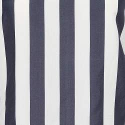 Pre Owned Emporio Armani Cream/Black Striped Silk Blend Top S