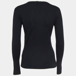 Pre Owned Emporio Armani Black Sequin Embellished Wool Cardigan M