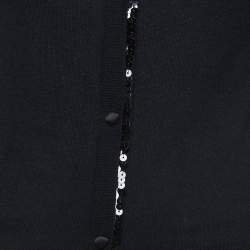 Pre Owned Emporio Armani Black Sequin Embellished Wool Cardigan M