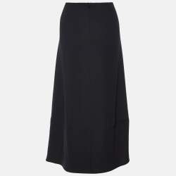 Pre Owned Emporio Armani Black Crepe Long Skirt L