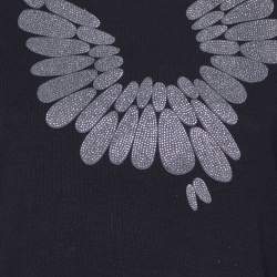 Pre Owned Emporio Armani Black Embellished Cotton Crew Neck T-Shirt M 