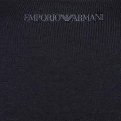 Pre Owned Emporio Armani Black Embellished Cotton Crew Neck T-Shirt M 