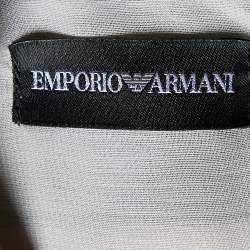 Pre Owned Emporio Armani Grey Striped Cotton & Silk Sleeveless Top S